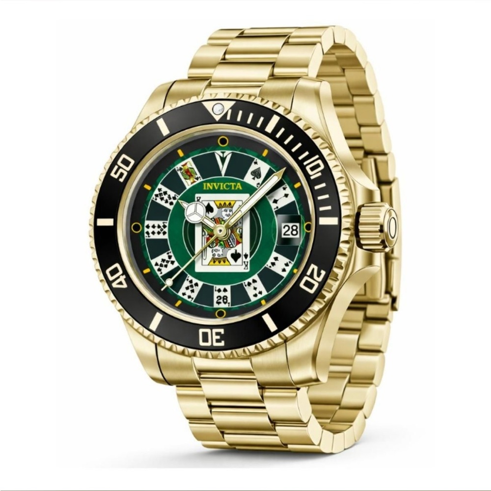 Invicta Pro Diver House of Cards 40mm Gold Tone – NWT w/ Box